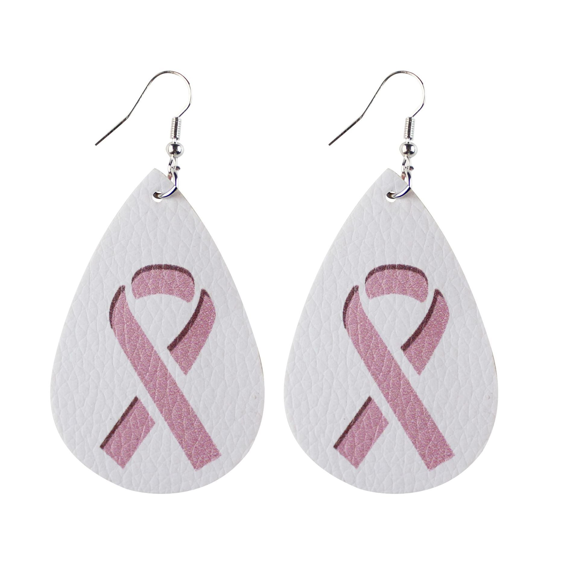 Wholesale  16 Pair Pink Ribbon Faux Leather Drop Earrings Women Breast Pendant Earrings
